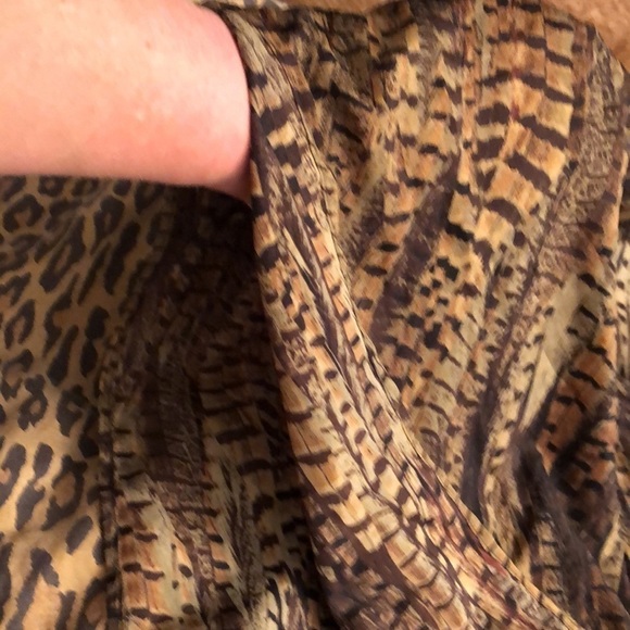 Micheal Kors brown snakeskin poncho type top /cover up  gold chain lace at neck - Picture 6 of 11